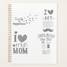 Ontwerp van op de familie geïnspireerde tekstcitat planner