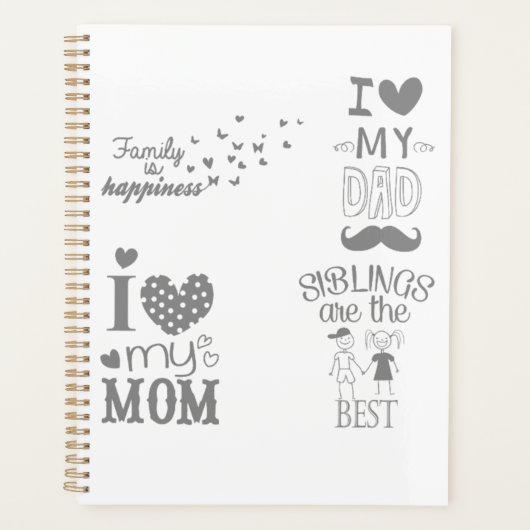 Ontwerp van op de familie geïnspireerde tekstcitat planner (Voorkant)