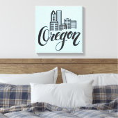 Ontwerp van Oregon Typografie Canvas Afdruk (Insitu (Slaapkamer))