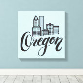 Ontwerp van Oregon Typografie Canvas Afdruk (Insitu (Houten vloer))
