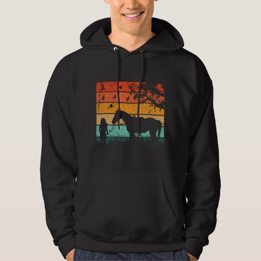 ontwerp van paarden in combinatie met zonsondergan hoodie (Voorkant)