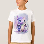 Ontwerp van Paarse Baby dragon Waterverf T-shirt (Voorkant)