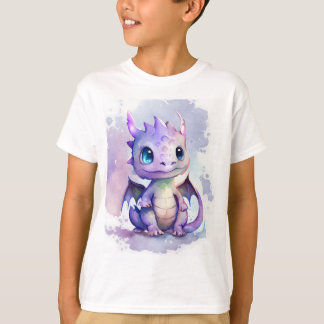Ontwerp van Paarse Baby dragon Waterverf T-shirt