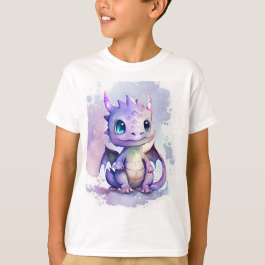 Ontwerp van Paarse Baby dragon Waterverf T-shirt (Voorkant)