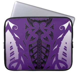 Ontwerp van paarse Trendy-tattoos in polynesiaanse Laptop Sleeve