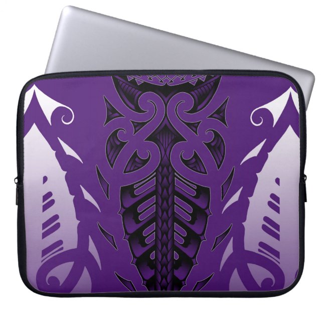 Ontwerp van paarse Trendy-tattoos in polynesiaanse Laptop Sleeve (Voorkant)