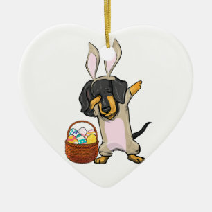 Ontwerp van paasbunny Dachshund Doxie Girls Keramisch Ornament