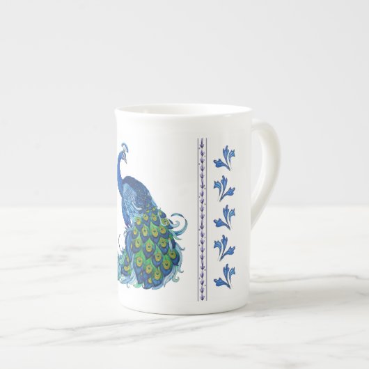 Ontwerp van pacock en dragonfly porselein kop (Voorkant rechts)