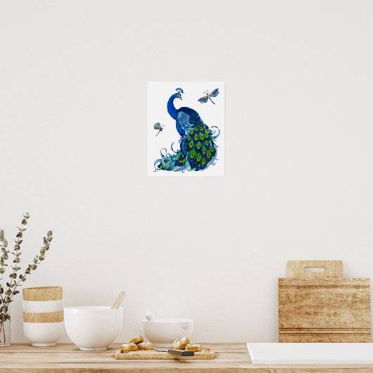 Ontwerp van pacock en dragonfly poster (Keuken)