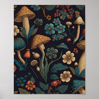 Ontwerp van paddenstoel en bloemenpatroon 1
