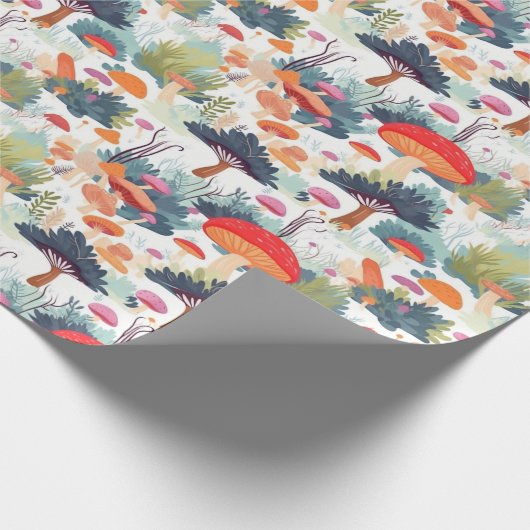 Ontwerp van paddenstoelen en bomen cadeaupapier (Hoek)