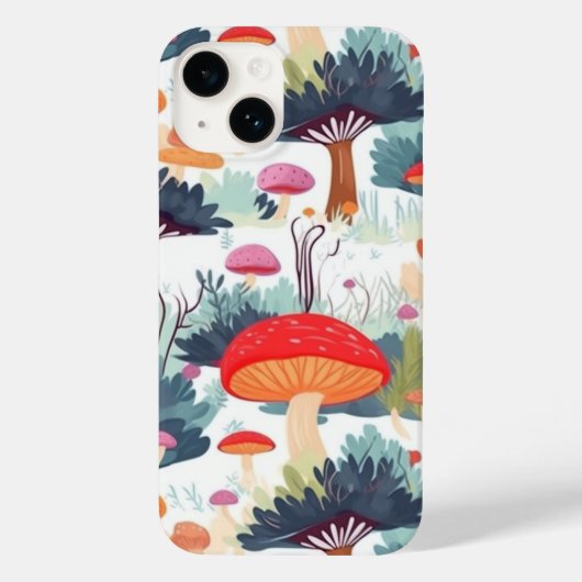 Ontwerp van paddenstoelen en bomen Case-Mate iPhone case (Achterkant)