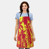 Ontwerp van palmbomen in rood en geel schort (Gedragen)