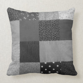 ontwerp van patchwork, zwart-wit kussen