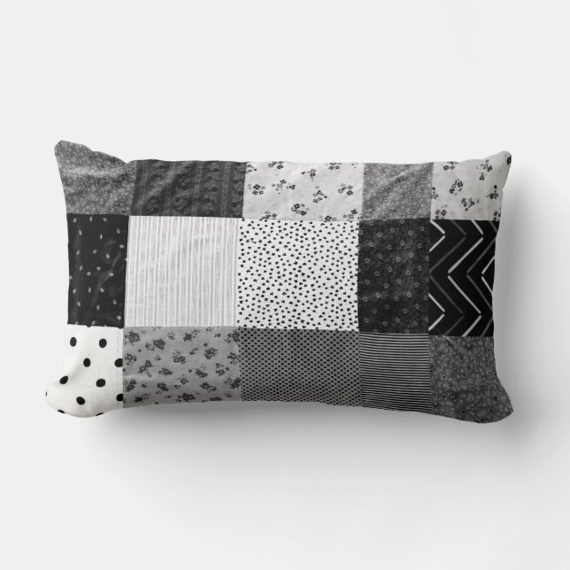  ontwerp van patchwork, zwart-wit kussen (Voorkant)
