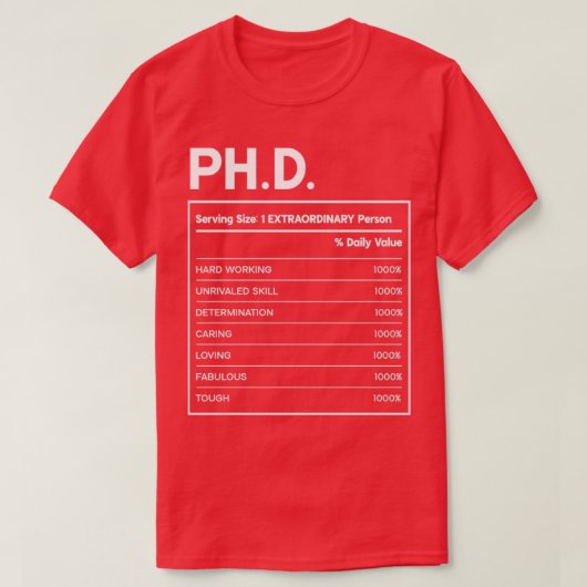 Ontwerp van Phd-voedingsfeiten T-shirt (Design voorkant)