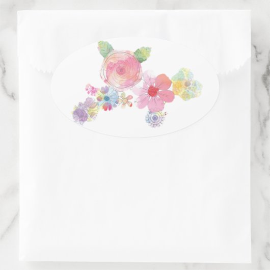 Ontwerp van platte Waterverf Ovale Sticker (Tas)