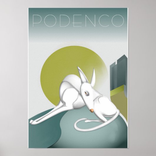  ontwerp van Podenco Dog Art Deco Poster (Voorkant)
