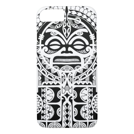 Ontwerp van polynesiaans tribaal tattoo met tiki-m Case-Mate iPhone case (Achterkant)