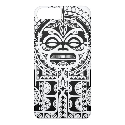 Ontwerp van polynesiaans tribaal tattoo met tiki-m Case-Mate iPhone case (Achterkant)