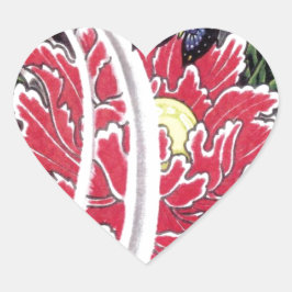 Ontwerp van pony Flower en Butterfly Tattoo Hart Sticker