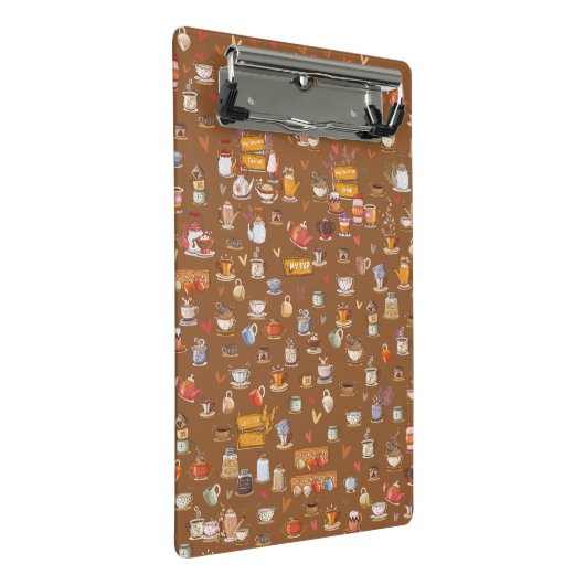 Ontwerp van prachtige glazen, theapots, bekers en mini klembord (Schuin)