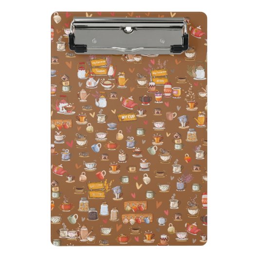 Ontwerp van prachtige glazen, theapots, bekers en  mini klembord (Voorkant)