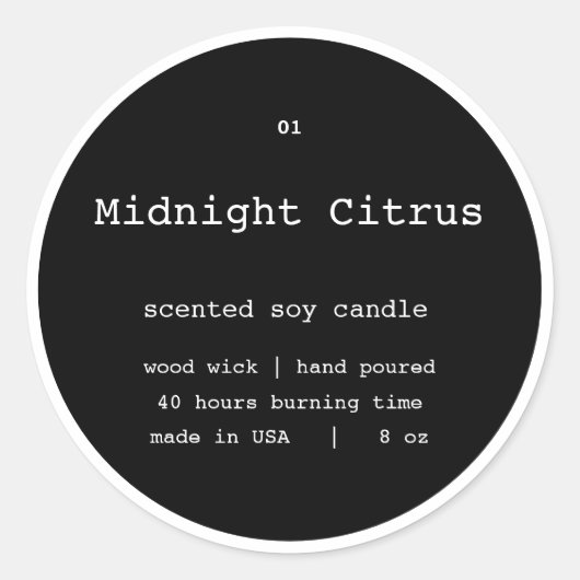 Ontwerp van productlabel kaarsen ronde sticker (Voorkant)