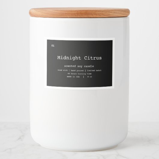 Ontwerp van productlabel kaarsen voedselcontainer etiket (Voorkant)