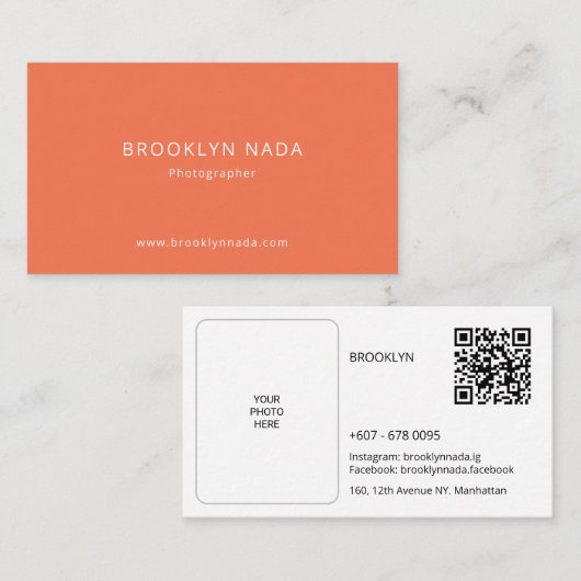 Ontwerp van professionele fotograaf Kaarten met QR Visitekaartje (Voorkant / Achterkant)