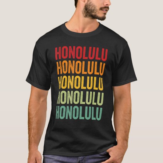 Ontwerp van Rainbow-tekst bij Honolulu County Hawa T-shirt (Voorkant)