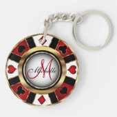 Ontwerp van Red and Gold Poker-chipset - Monogram Sleutelhanger (Achterkant)