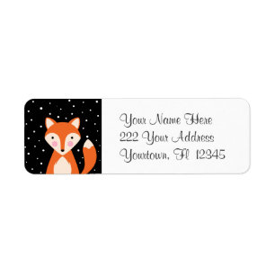 Ontwerp van Red Fox Cartoon Cute Sweet adress-labe Etiket