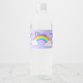 Ontwerp van regenboog en Unicorns Waterfles Etiket (Voorkant)