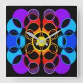 Ontwerp van regenboogkleurcirkels vierkante klok (Voorkant)
