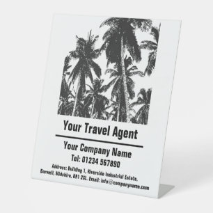 Ontwerp van reisagent en reisbureau reclamebord met voetstuk