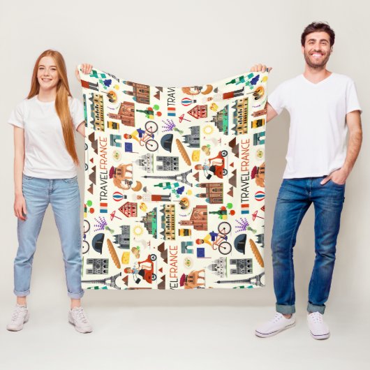 Ontwerp van reispictogrammen in Frankrijk Fleece Deken (In situ)