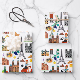 Ontwerp van reispictogrammen in Frankrijk Inpakpapier Vel