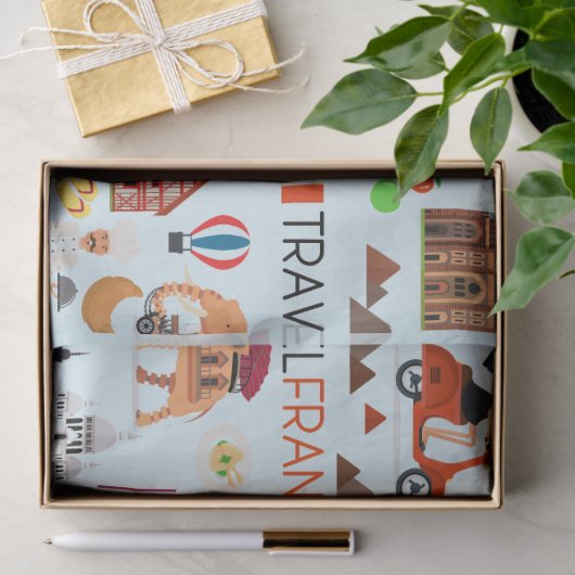 Ontwerp van reispictogrammen in Frankrijk Tissuepapier (Geschenk)