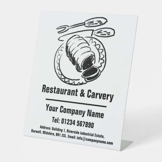 Ontwerp van restaurant- en Carvery-Cartoon Reclamebord Met Voetstuk (Voorkant)