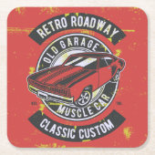 Ontwerp van Retro-autobus Kartonnen Onderzetters (Voorkant)