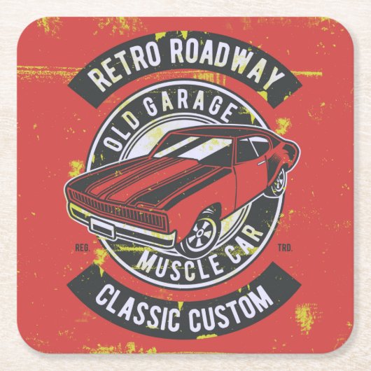 Ontwerp van Retro-autobus Kartonnen Onderzetters (Voorkant)