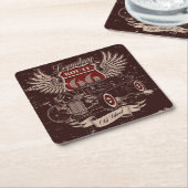 Ontwerp van Retro-autobus Kartonnen Onderzetters (Schuin)