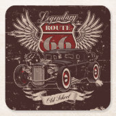 Ontwerp van Retro-autobus Kartonnen Onderzetters (Voorkant)