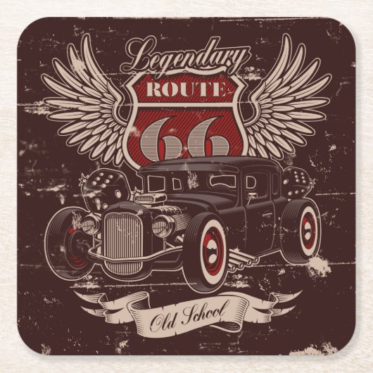 Ontwerp van Retro-autobus Kartonnen Onderzetters (Voorkant)