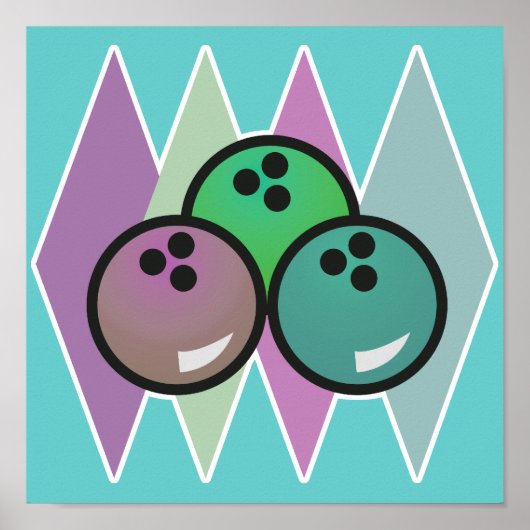 ontwerp van retro bowlingballen poster (Voorkant)