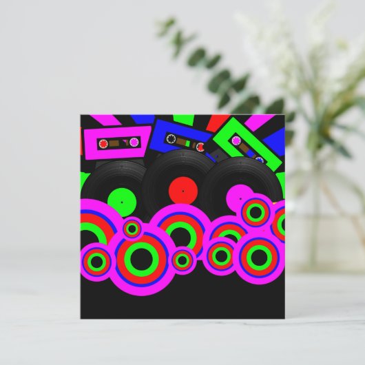 Ontwerp van Retro Party Kaart (Staand voorkant)