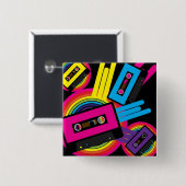 Ontwerp van Retro Party Vierkante Button 5,1 Cm (Voorkant /achterkant)