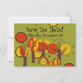 Ontwerp van Retro Red, Yellow en Green Thanksgivin Save The Date (Voorkant)