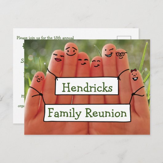 Ontwerp van reünie van familiefiguren uitnodiging briefkaart (Voorkant / Achterkant)
